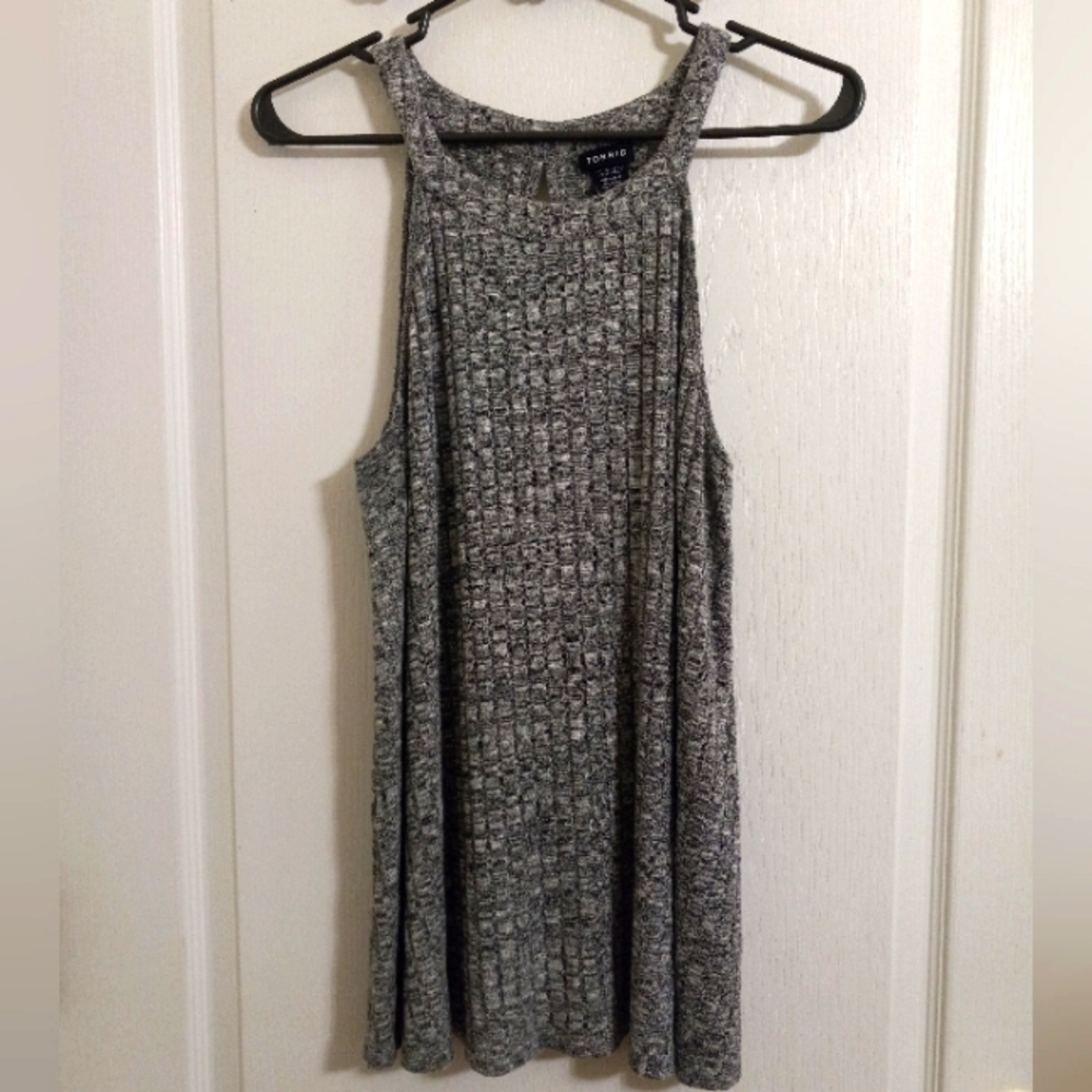 torrid Marled Gray Ribbed Knit High Neck Tank Top